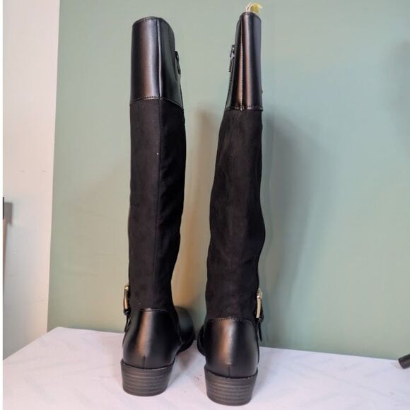 Karen Scott Deliee Riding Tall Boots Womens 5.5 M Black Microsuede Zip Shoes NWB - Picture 6 of 10